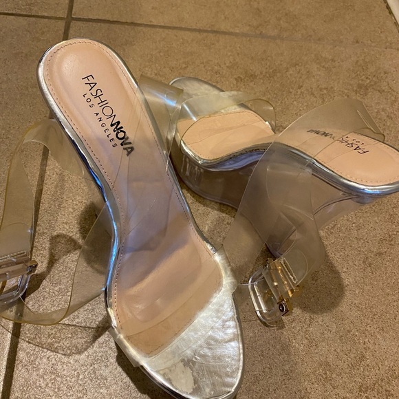 Fashion Nova Transparent and Silver Heels - Picture 6 of 6